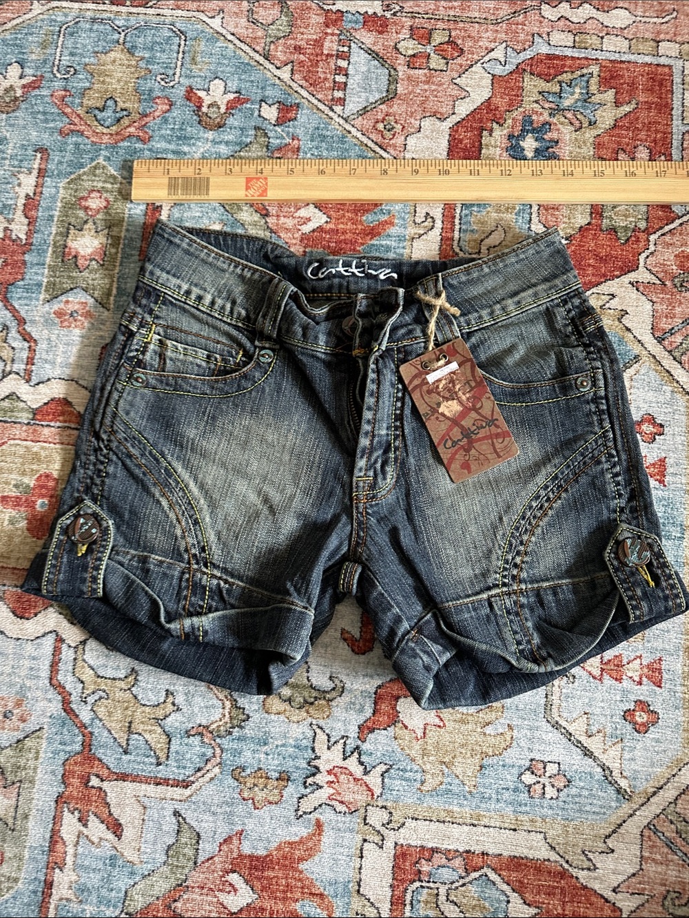 Kut from the Kloth Dark Wash Rolled Cuff Denim Shorts